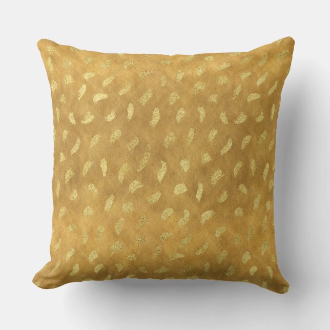 Pretty Gold Glam Abstract Throw Pillow (Front)
