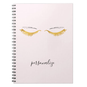 Pretty Gold Glam Eyelashes Notebook