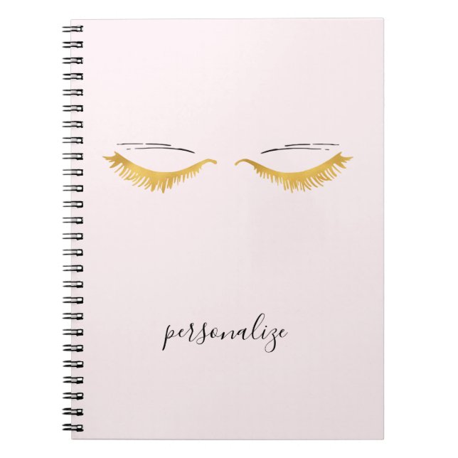 Pretty Gold Glam Eyelashes Notebook (Front)