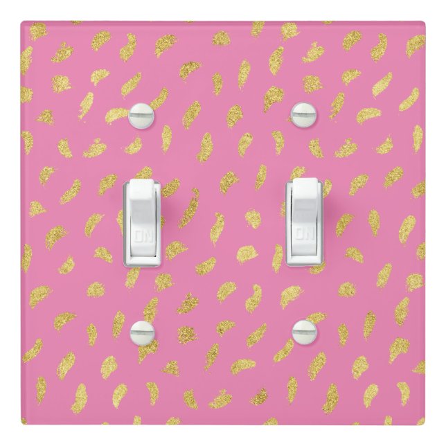 Pretty Gold Glam Pink Abstract Light Switch Cover (In Situ)