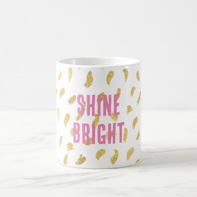 Pretty Gold Glam White Abstract Coffee Mug (Center)