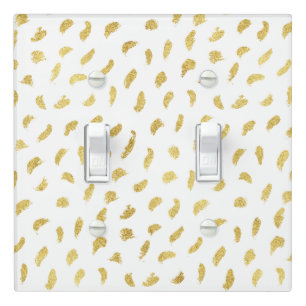 Pretty Gold Glam White Abstract Light Switch Cover