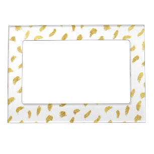 Pretty Gold Glam White Abstract Magnetic Frame
