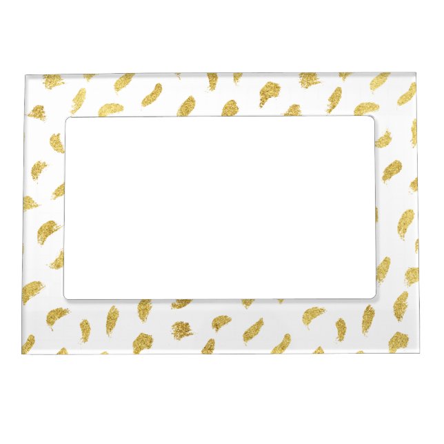 Pretty Gold Glam White Abstract Magnetic Frame (Front)
