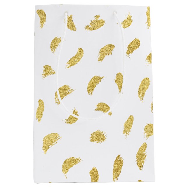 Pretty Gold Glam White Abstract Medium Gift Bag (Front)