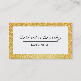 Pretty Gold Glitter Sparkle Border, Makeup Artist Business Card