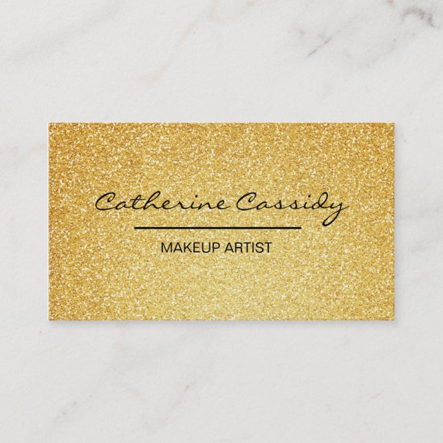 Pretty Gold Glitter Sparkle, Makeup Artist Business Card (Front)