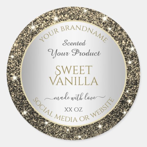 Pretty Gold Glitter Stars Product Packaging Labels