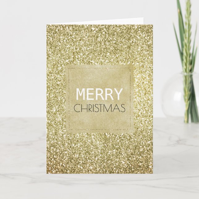 Pretty Gold Glitzy Glitter Christmas Card (Front)