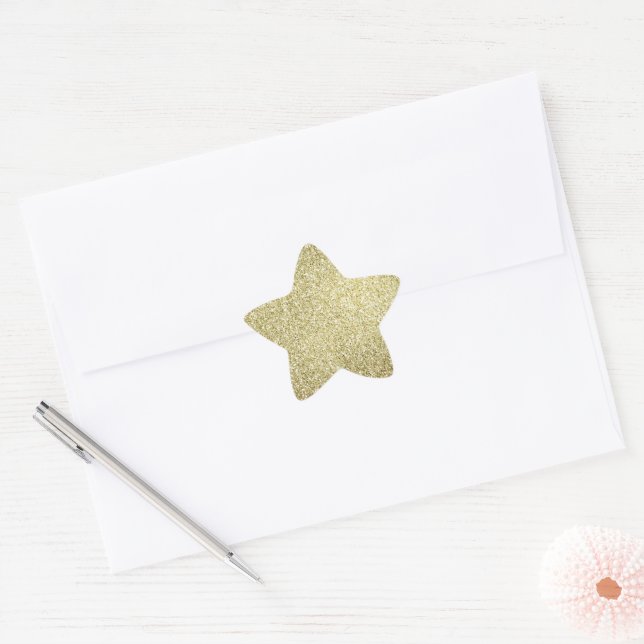 Pretty Gold Glitzy Glitter    Star Sticker (Envelope)