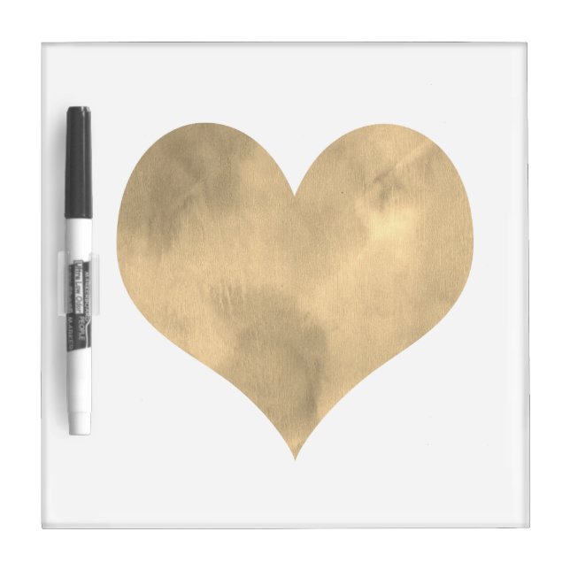 Pretty Gold Heart Dry Erase Board (Front)
