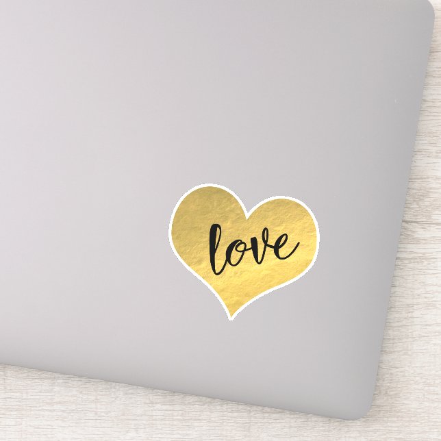 Pretty Gold Heart "Love" Sticker (Detail)