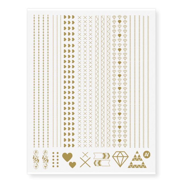Pretty Gold Jewelry Collection Temporary Tattoos (Front)