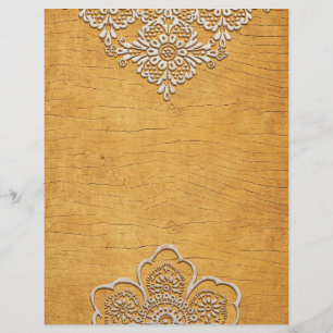 Pretty Gold & Lace Rustic Wood Scrapbook Paper