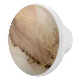 Pretty Gold Light Marble Ceramic Knob