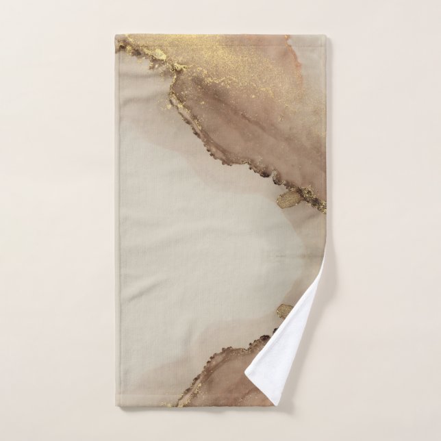 Pretty Gold Light Marble Hand Towel (Hand Towel)