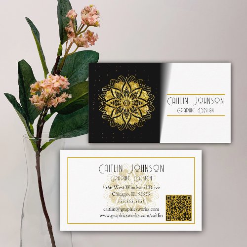 Pretty Gold Mandala Graphic DesignerGeneric Business Card