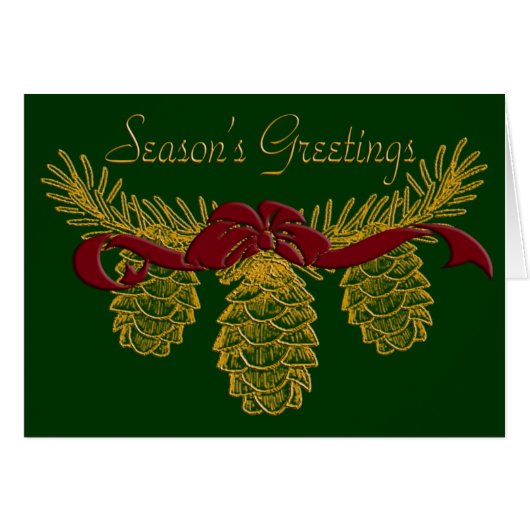 Pretty Gold Pinecone Greeting Card Template (Front Horizontal)