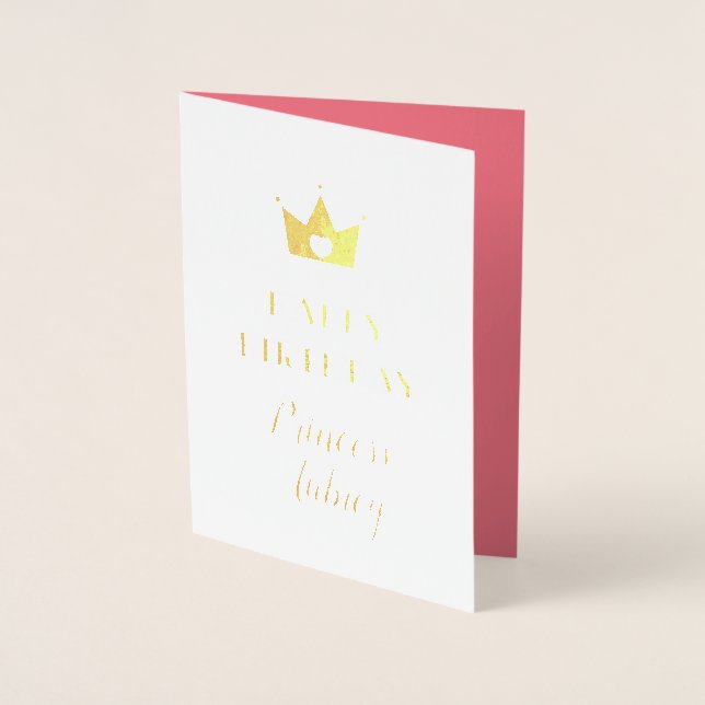 Pretty Gold & Pink Princess Happy Birthday Foil Card (Front)