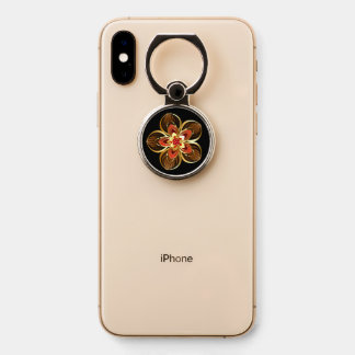 Pretty Gold Red Flower Phone Ring Stand