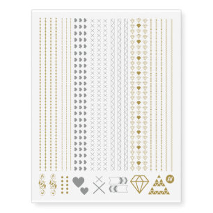 Pretty Gold Silver Jewelry Collection Temporary Tattoos