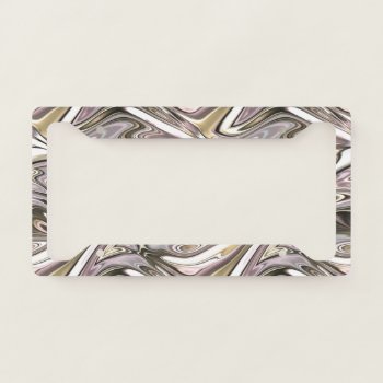 Pretty Gold Silver Pink Swirls Waves Art Pattern License Plate Frame by All_In_Cute_Fun at Zazzle
