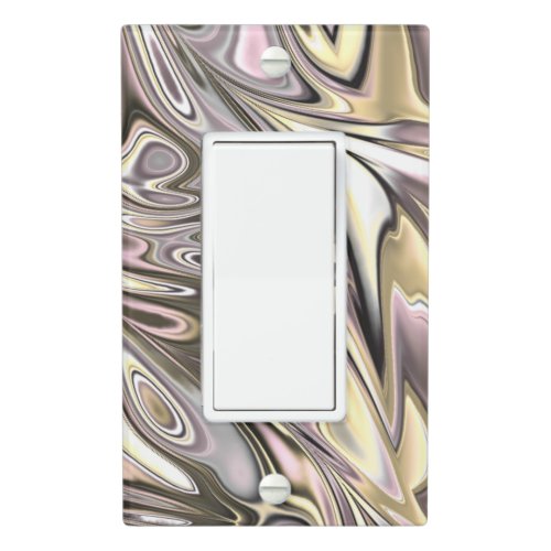 Pretty Gold Silver Pink Swirls Waves Art Pattern Light Switch Cover