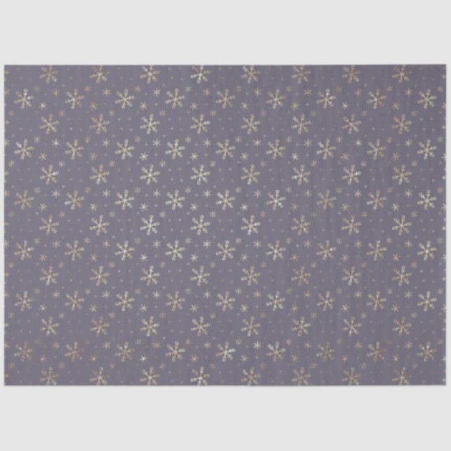Pretty Gold Snowflakes Blue Christmas Tissue Paper (Front)