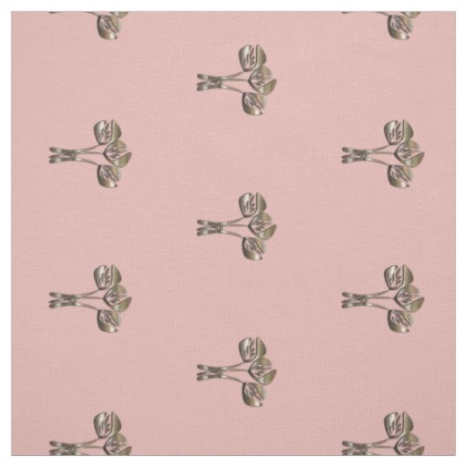 Pretty Gold Tulips Art Deco Style Pink Pattern Fabric
