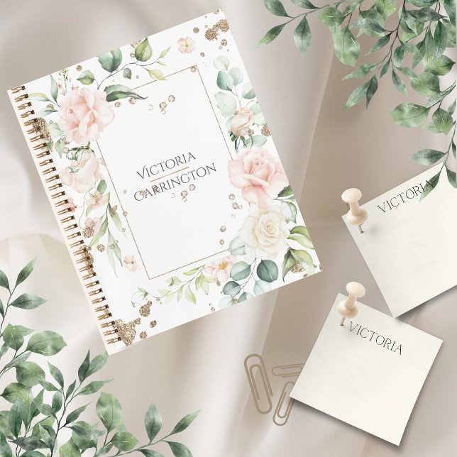 Pretty Gold Watercolor Floral Notebook (Creator Uploaded)
