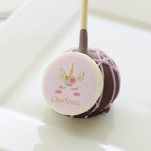 Pretty Golden Unicorn Pink Personalized Birthday Cake Pops