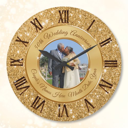 Pretty Golden Wedding Anniversary Gift Ideas Large Clock