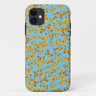 Pretty Golden Yellow Butterflies on Sky Blue iPhone 11 Case