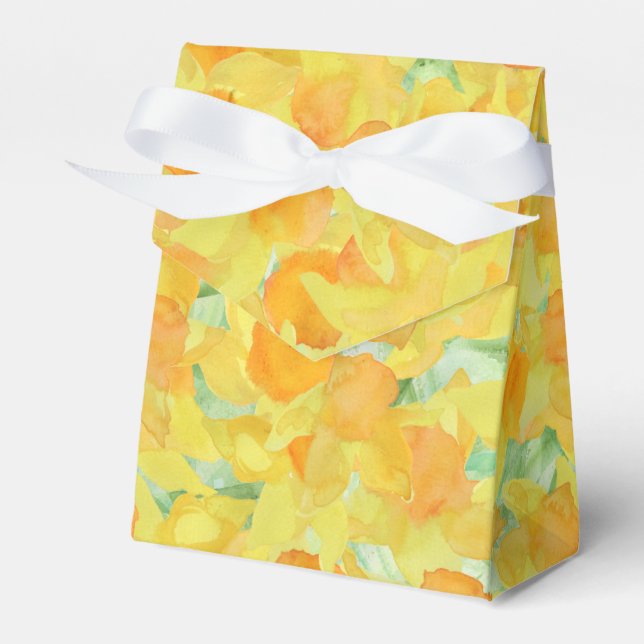 Pretty Golden Yellow Daffodils Tent Favor Box (Front Side)