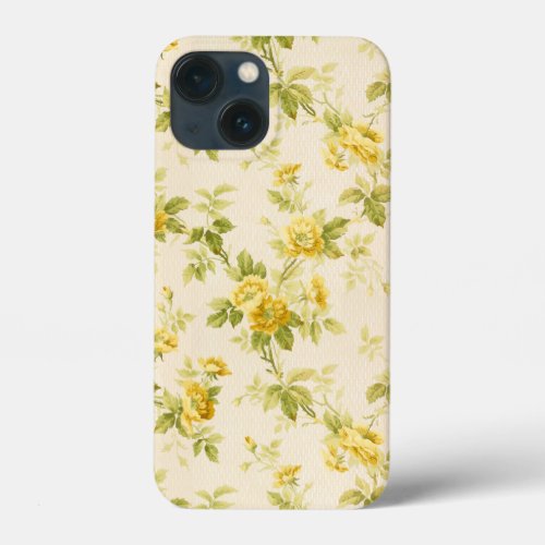Pretty Golden Yellow Farmhouse Floral iPhone 13 Mini Case