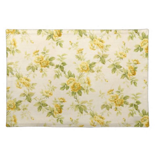 Pretty Golden Yellow Farmhouse Floral Cloth Placemat