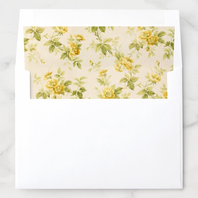 Pretty Golden Yellow Farmhouse Floral Envelope Liner (In Envelope)