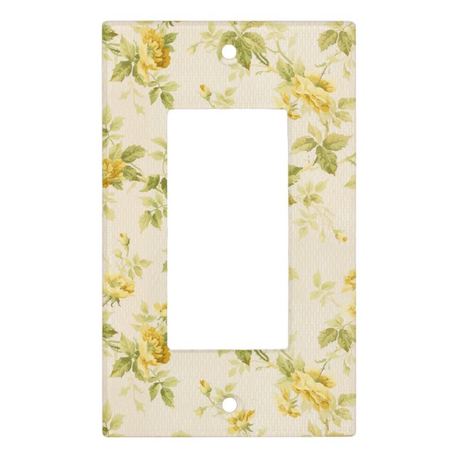 Pretty Golden Yellow Farmhouse Floral Light Switch Cover (Front)