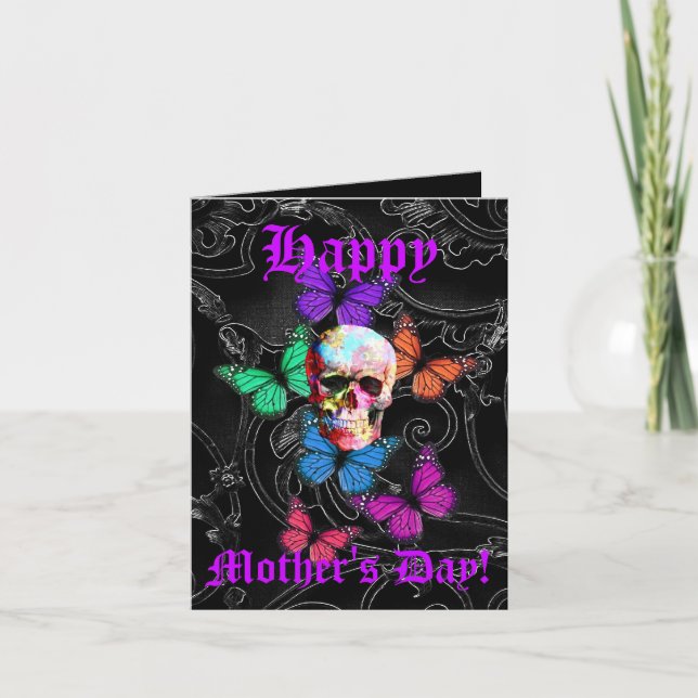 Pretty  gothic skull mothers day card (Front)