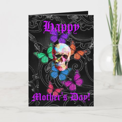 Pretty  gothic skull mothers day card