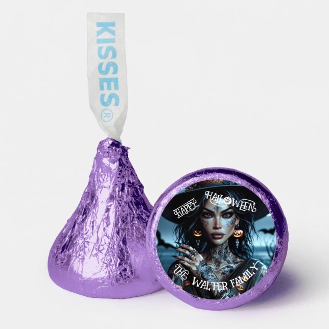 Pretty Gothic Witch with Tattoos Halloween Party Hershey®'s Kisses® (Front)