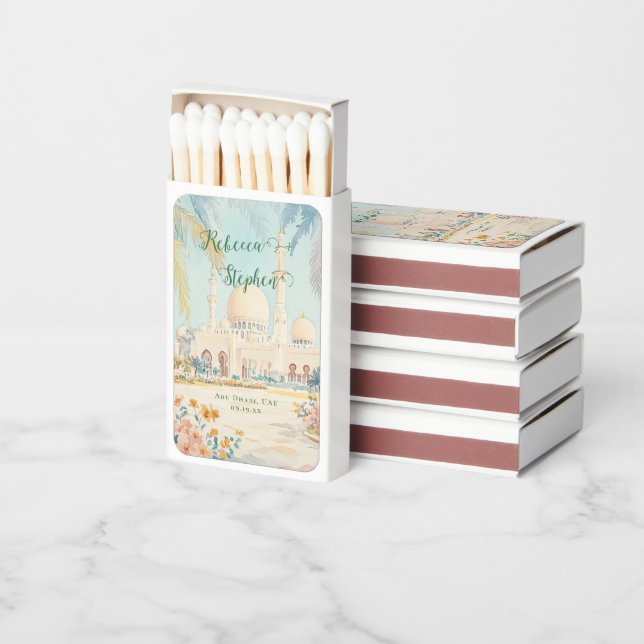 Pretty Gouache Pastel | Abu Dhabi UAE Wedding Matchboxes (Stacked)