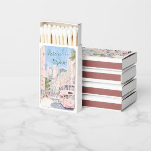 Pretty Gouache Pastel Hong Kong Wedding Matchboxes