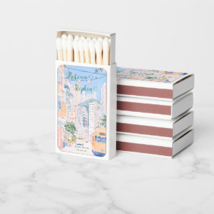 Pretty Gouache Pastel Hong Kong Wedding Matchboxes
