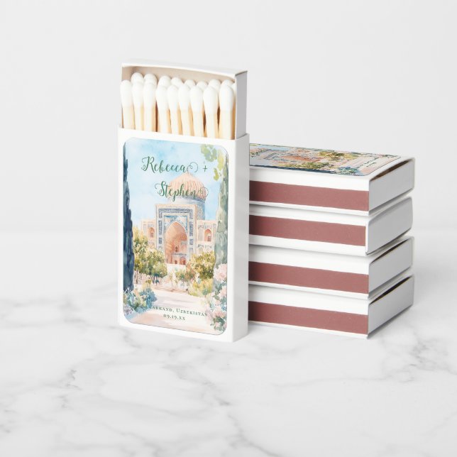 Pretty Gouache Pastel | Samarkand Uzbekistan Matchboxes (Stacked)