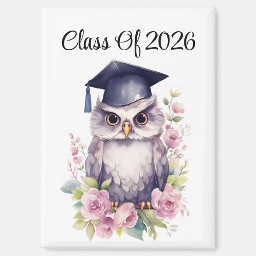 Pretty Graduation Owl Rectangular Magnet