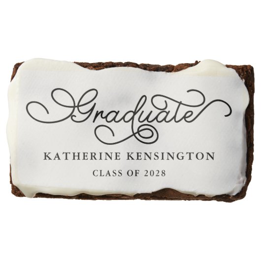 Pretty Graduation Script Typography Brownie (Front)