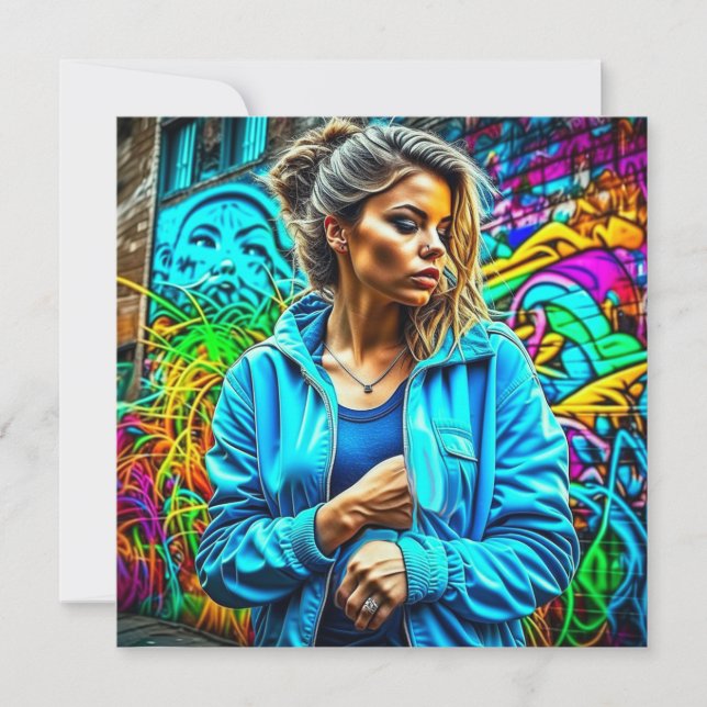 Pretty Graffiti Urban Street Art Girl (Front)