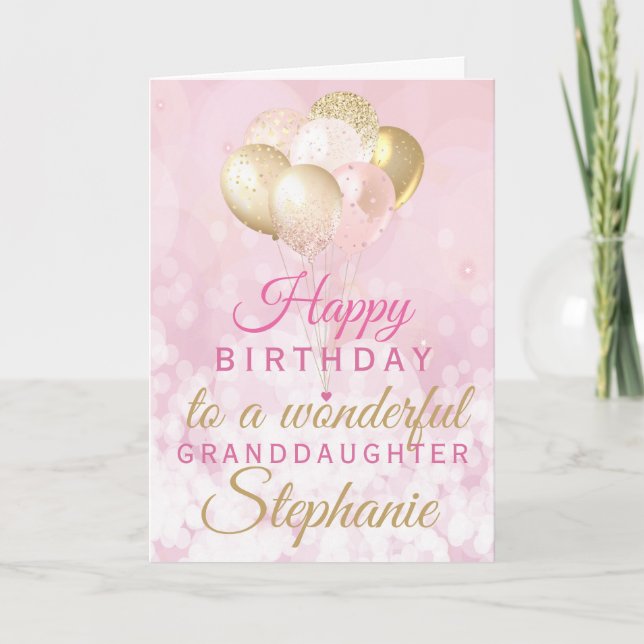 Pretty Granddaughter Birthday Balloon Card (Front)