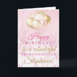 Pretty Granddaughter Birthday Balloon Card<br><div class="desc">A gorgeous glamorous birthday card for your granddaughter. This fabulous design features blush pink and gold glitter balloons on a rose pink sparkly background.  Customize with a name to wish someone a very happy birthday.</div>